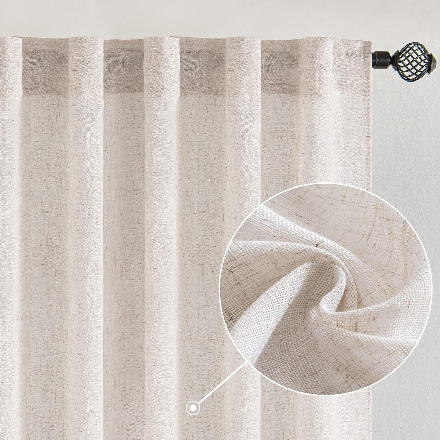 MIULEE White Linen Curtains 108 Inches Long for Stylish Decor