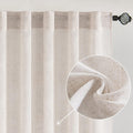 White Linen Curtains 96 in Long Panels - Semi Sheer Linen Look