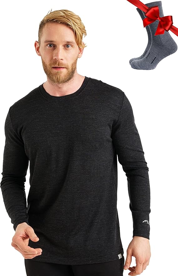 Merino Wool Base Layer - Mens 100% Merino Wool Thermal Shirts