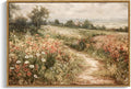 Vintage Landscape Wall Art Framed Canvas - Timeless Wildflower Print