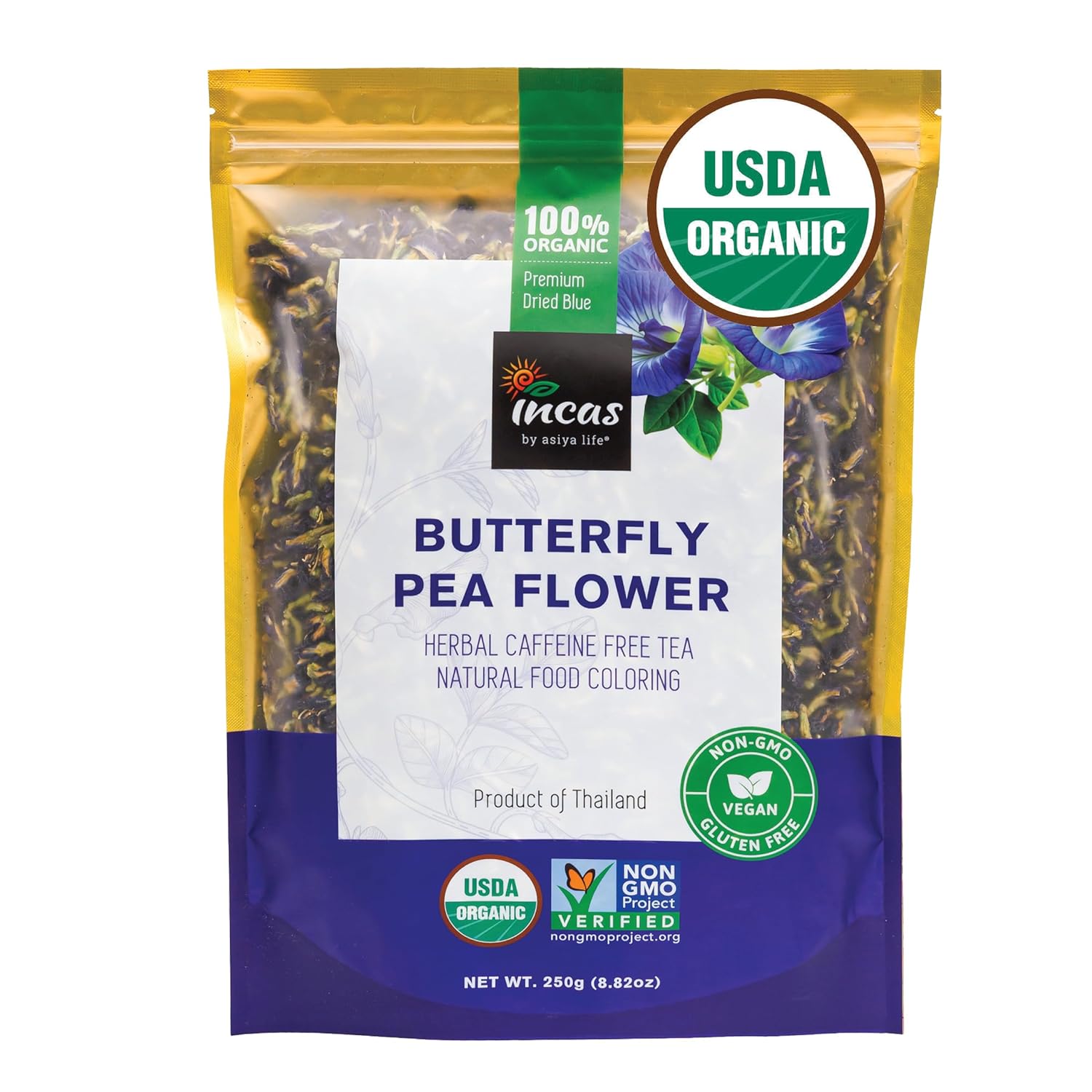 Incas Organic Butterfly Pea Flower Tea - 100% USDA Organic