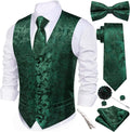 Men's 7PCS Paisley Waistcoat Set with Tie & Bowtie - Formal Vest Set