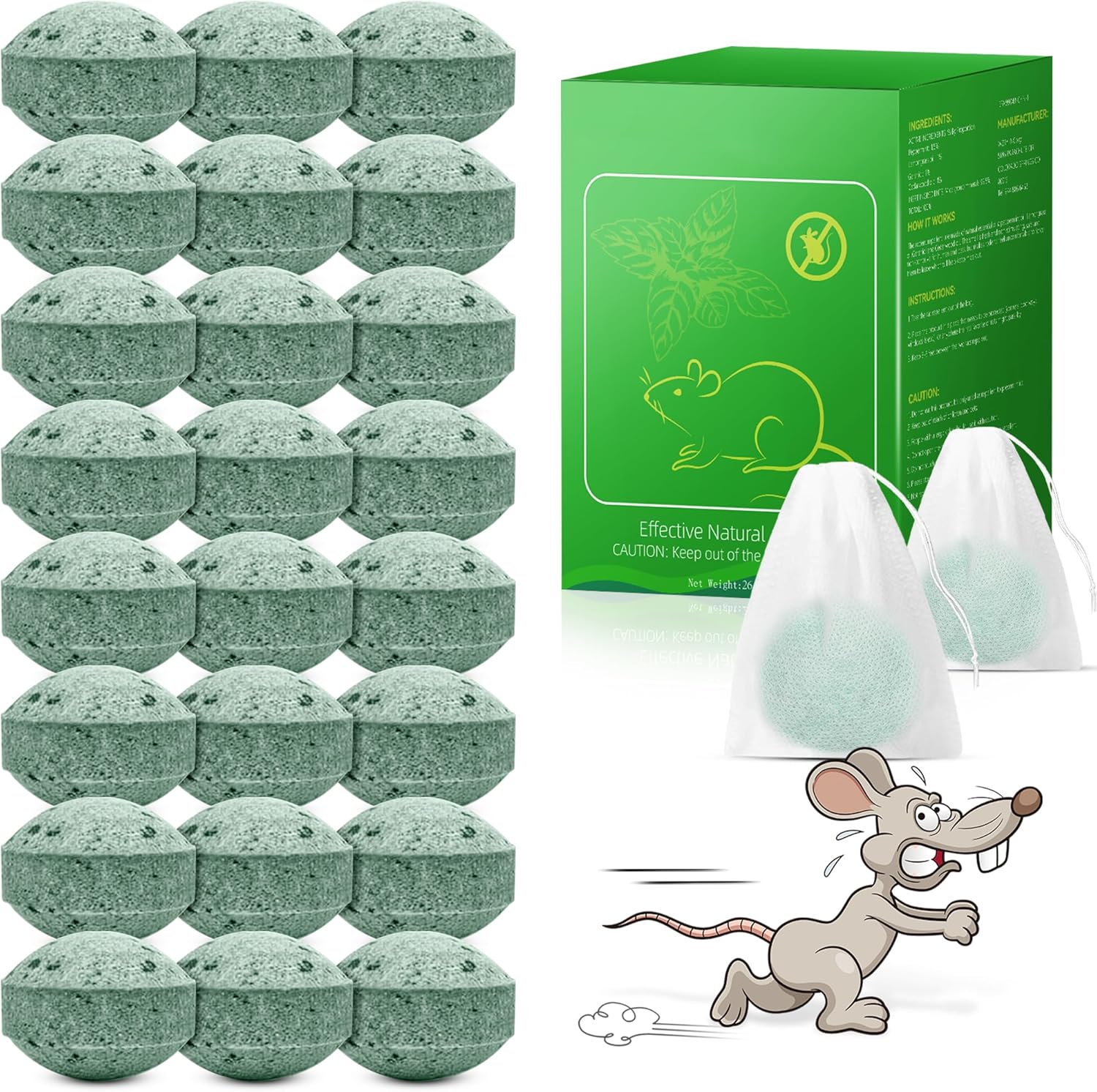 24 Pack Natural Mouse Deterrent - Keep Rats Away from Home & Car