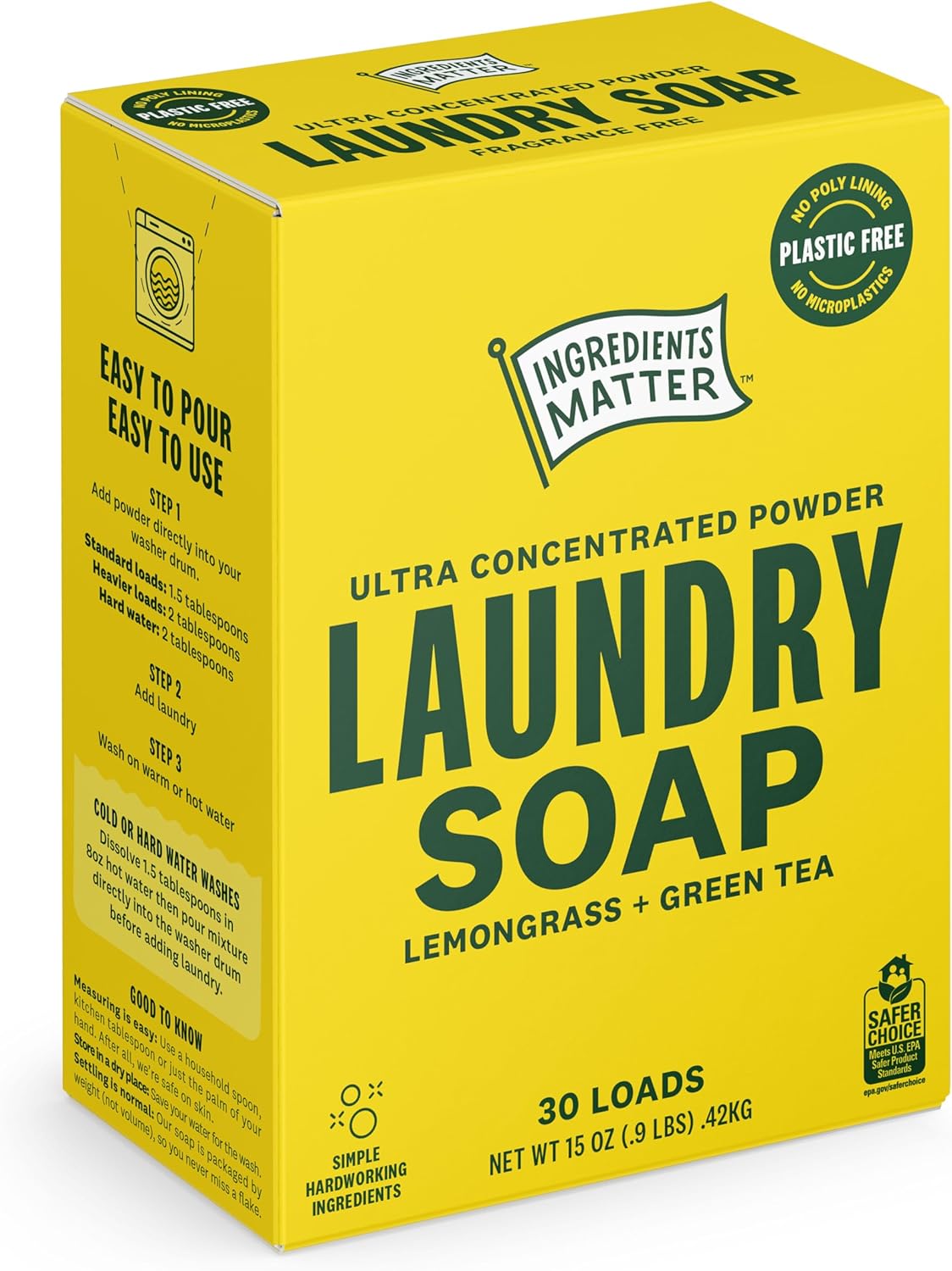 Lemongrass Scented Eco Laundry Soap - Hypoallergenic & Natural Essentials - 30 Loads