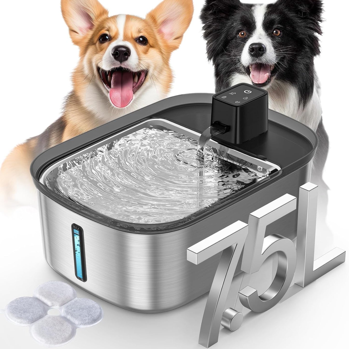 Wireless Dog Water Fountain for Large Dogs with Motion Sensor