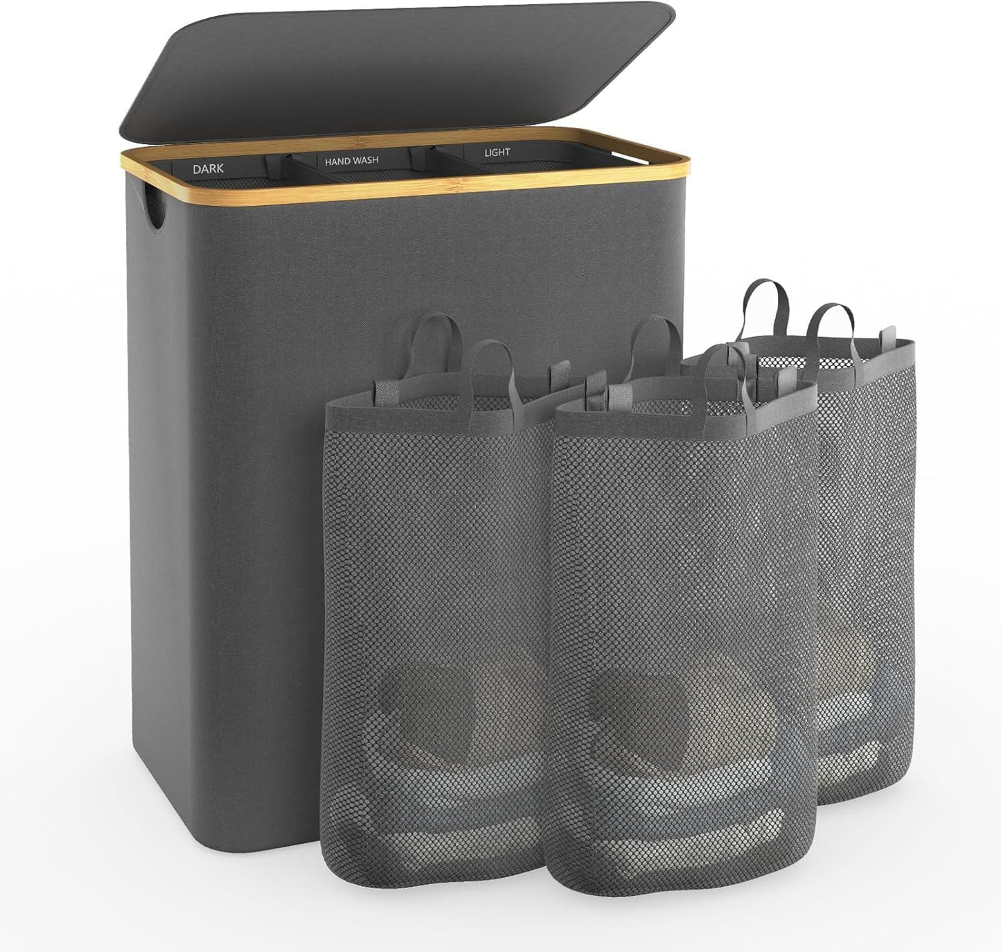 Extra Large 3 Section Laundry Hamper with Lid for Organizing