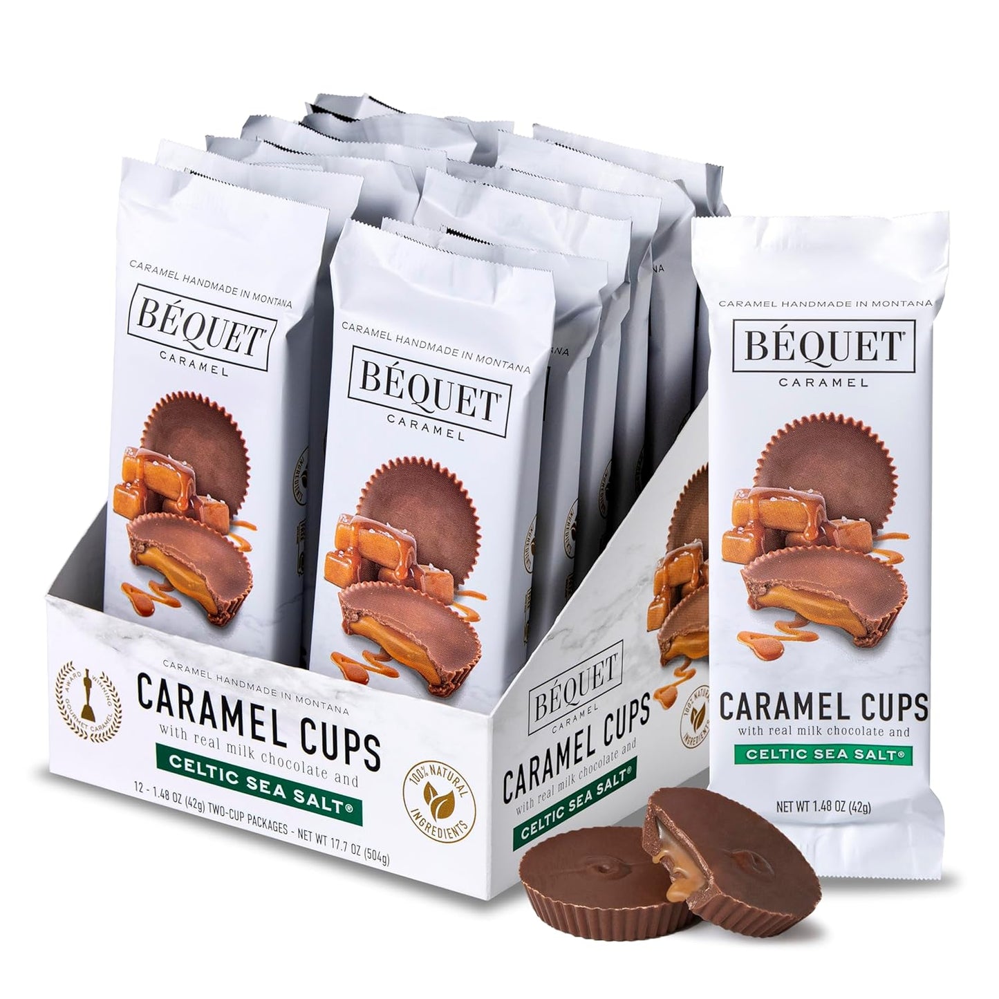 Milk Chocolate Sea Salt Caramel Cups - Gourmet Treats in 12-Pack