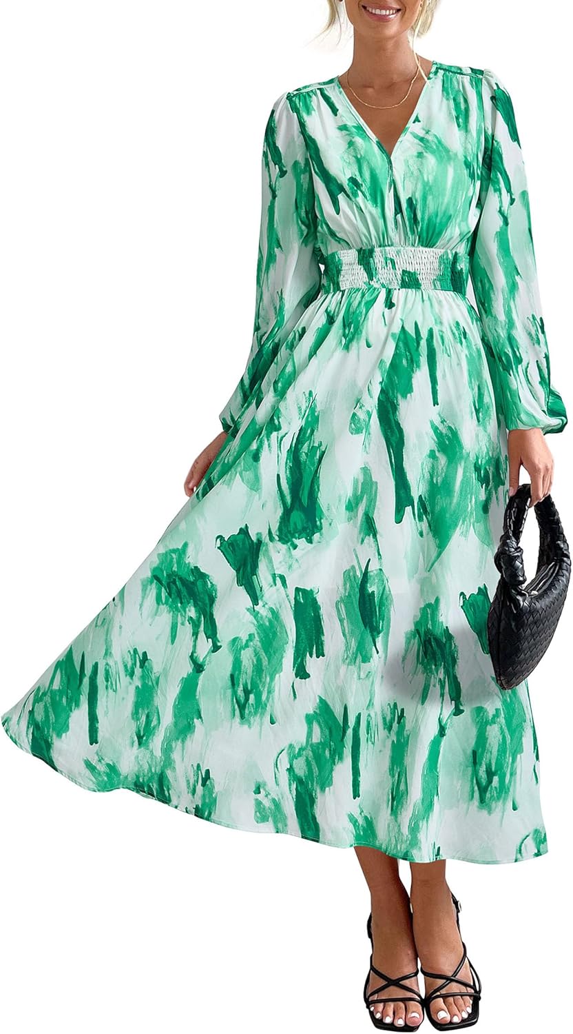 PRETTYGARDEN Women's Floral Midi Dress for Casual Fall Events