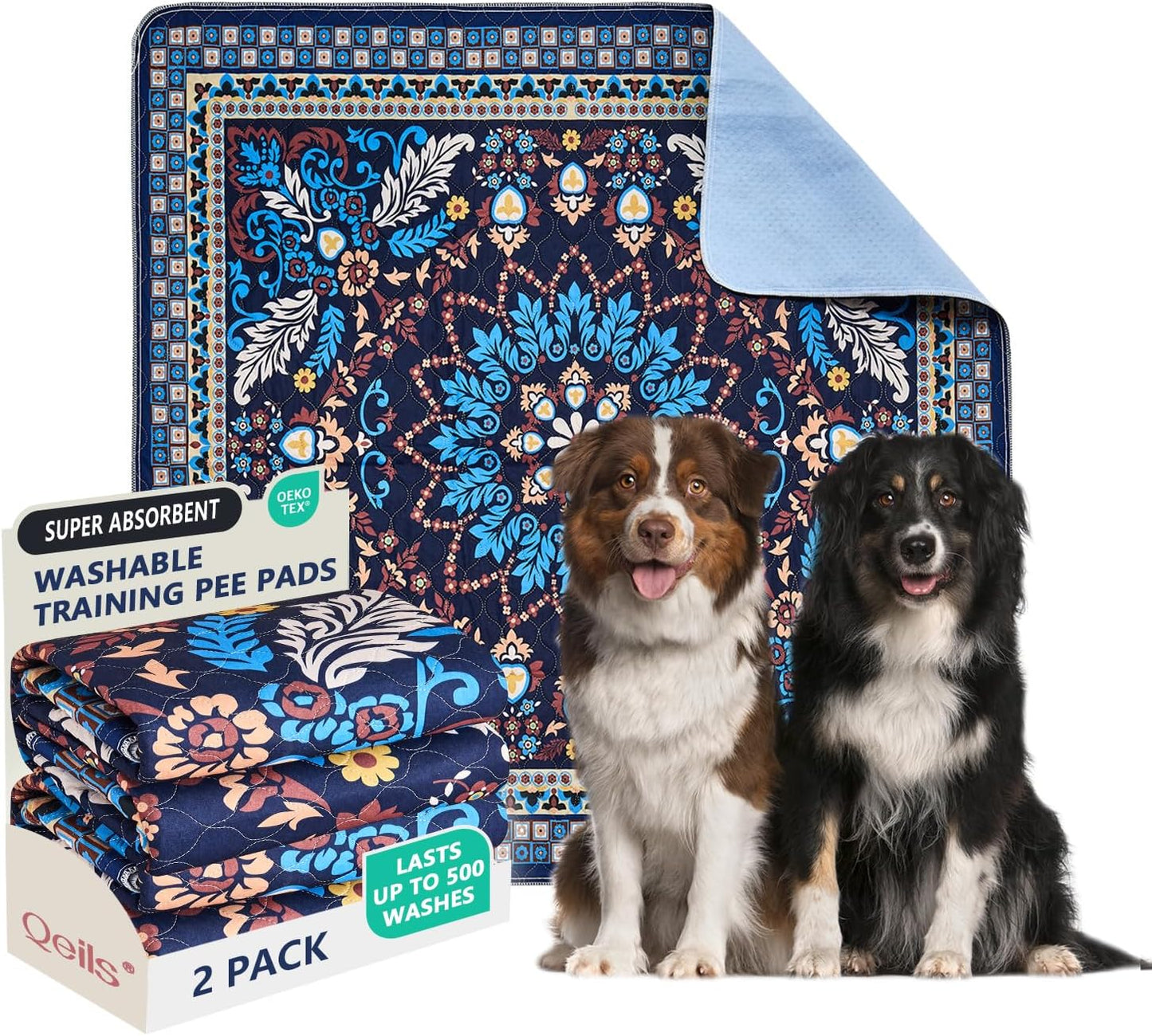 Qeils Washable Pee Pads for Dogs - Super Absorbent & Leakproof