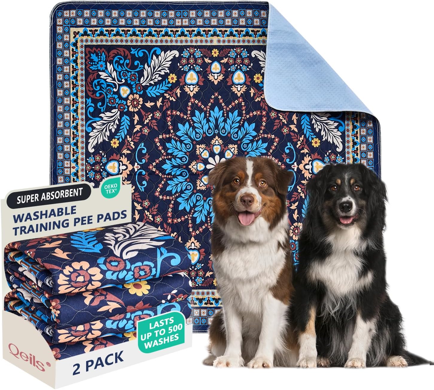 Qeils Washable Pee Pads for Dogs - Super Absorbent & Leakproof