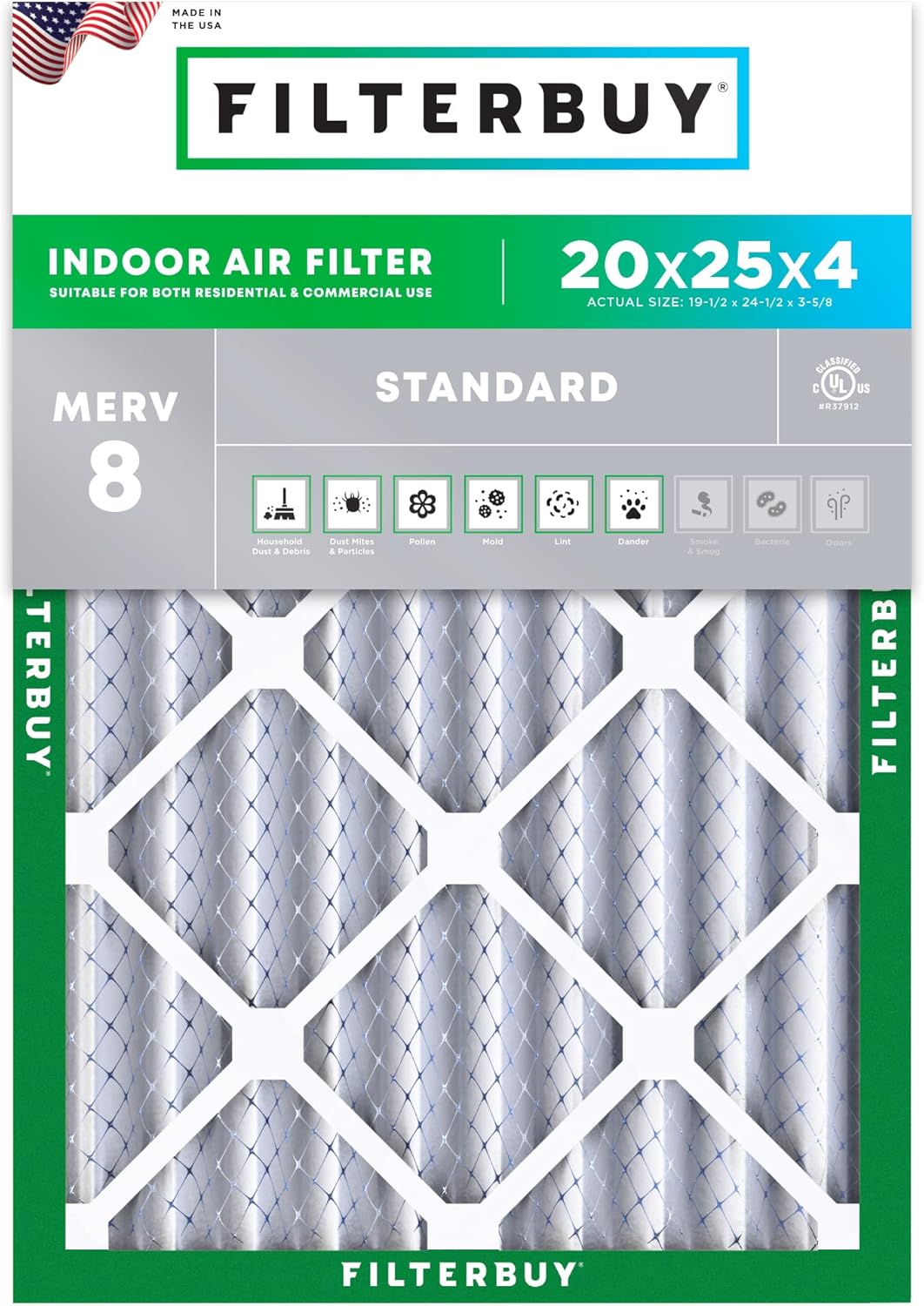 Filterbuy 20x25x4 Air Filter for Dust and Allergy Defense