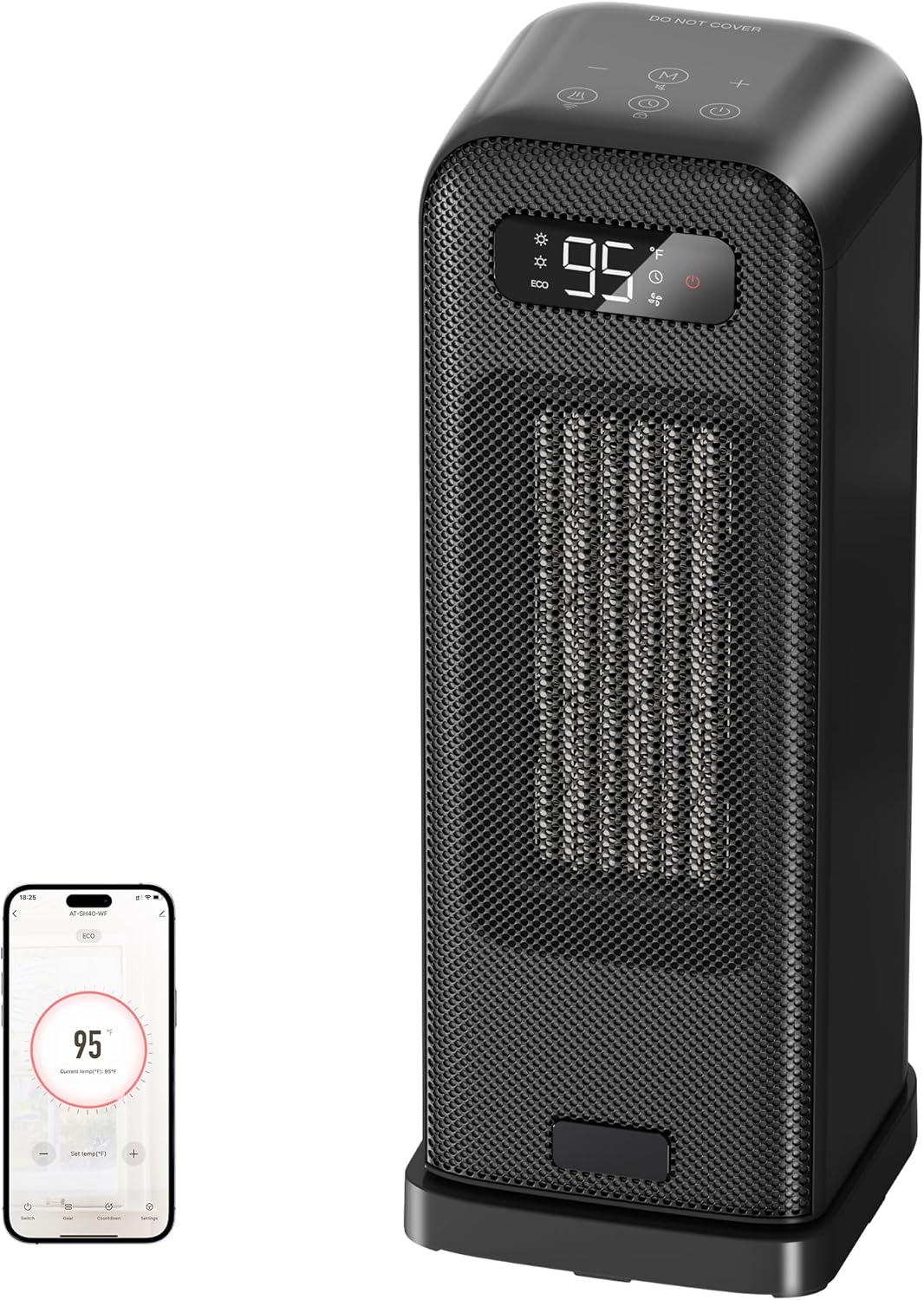 Smart Portable Electric Heater with Thermostat and WiFi Control