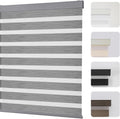Cordless Zebra Blinds Grey 34.5 in x 75 in - Dual Layer Light Control