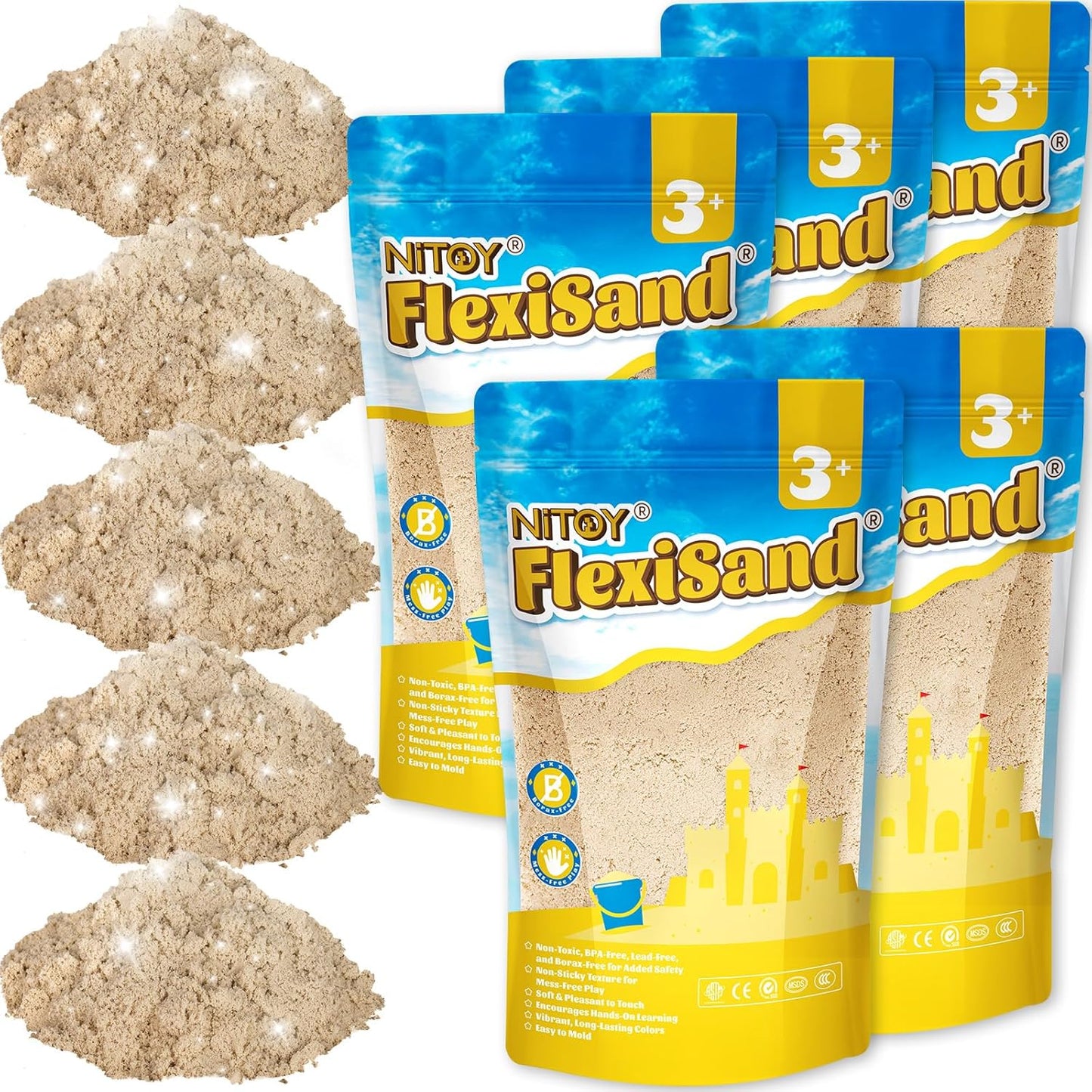 FlexiSand Fun Sand for Kids - Safe Non-Toxic Molding Sand