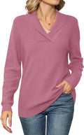 Ivicoer Women Long Sleeve V Neck Pullover Knitted Sweater - Cozy Shoes
