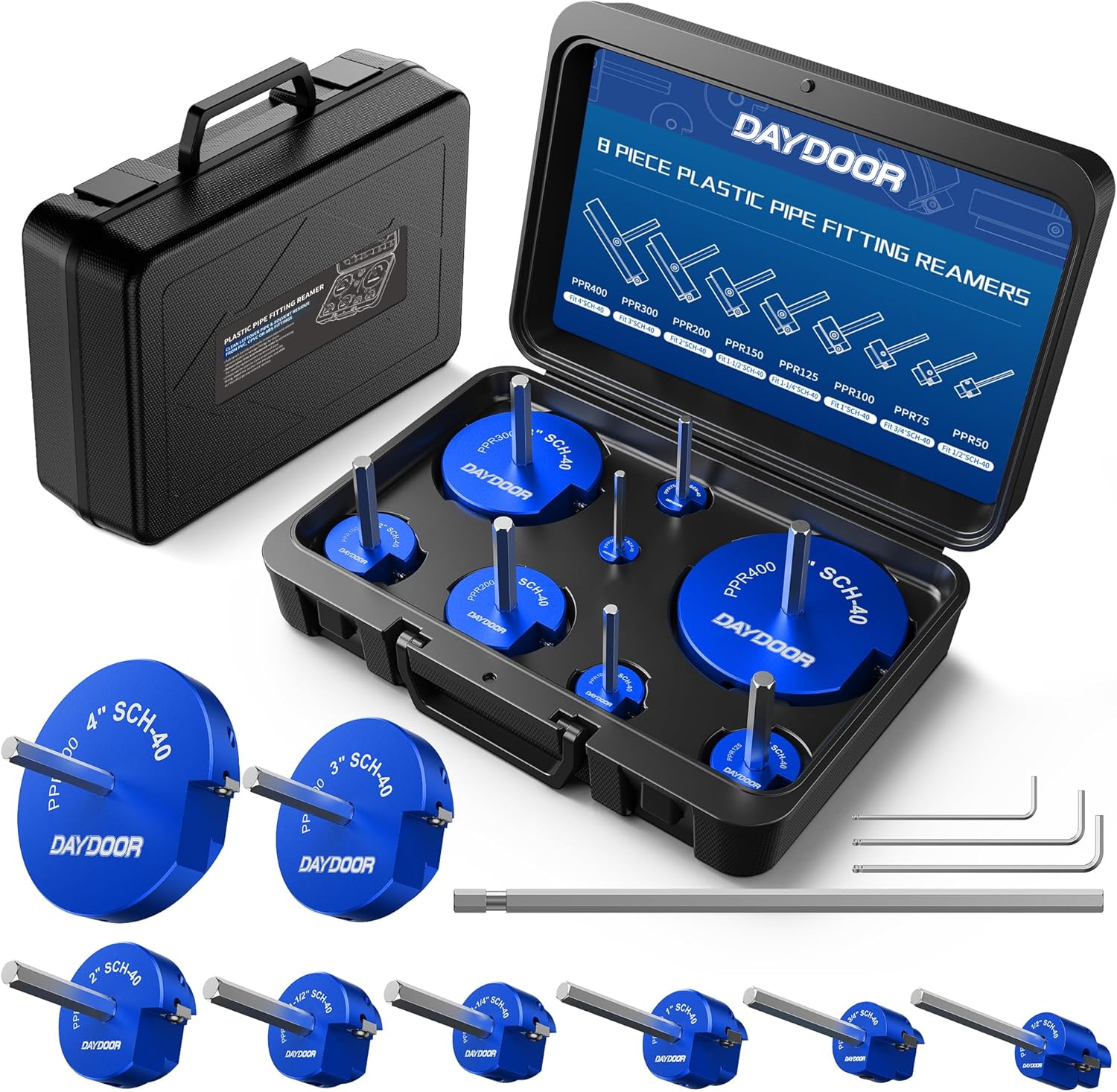 DAYDOOR 8-Piece PVC Pipe Reamer Kit for Plumbing Needs