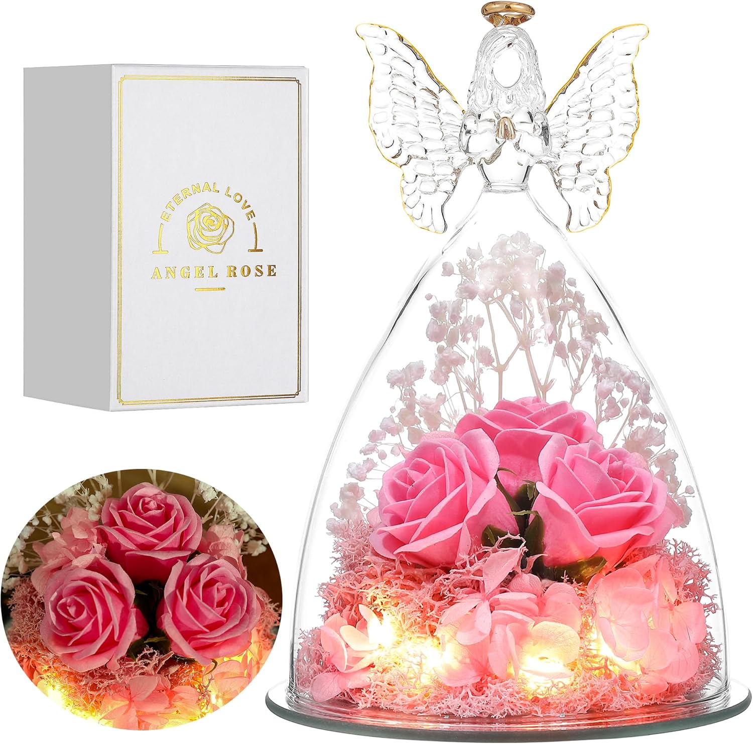 Preserved Flowers in Glass Angel Gifts for Mom and Grandma