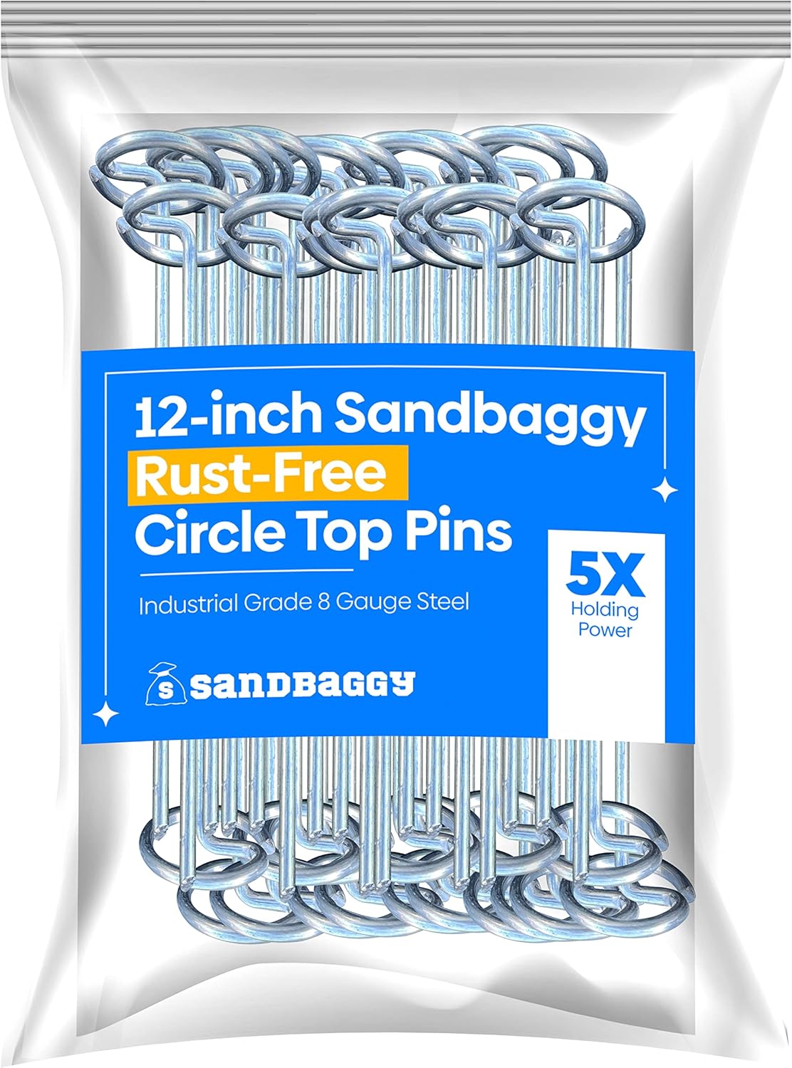 Sandbaggy 12-inch Circle Top Pins - Heavy Duty Landscape Staples