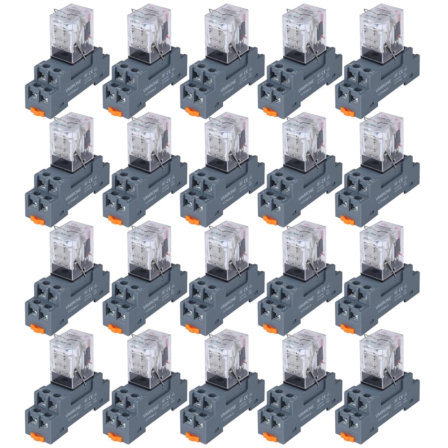 20PCS Electromagnetic Power Relay with LED Indicator and Socket