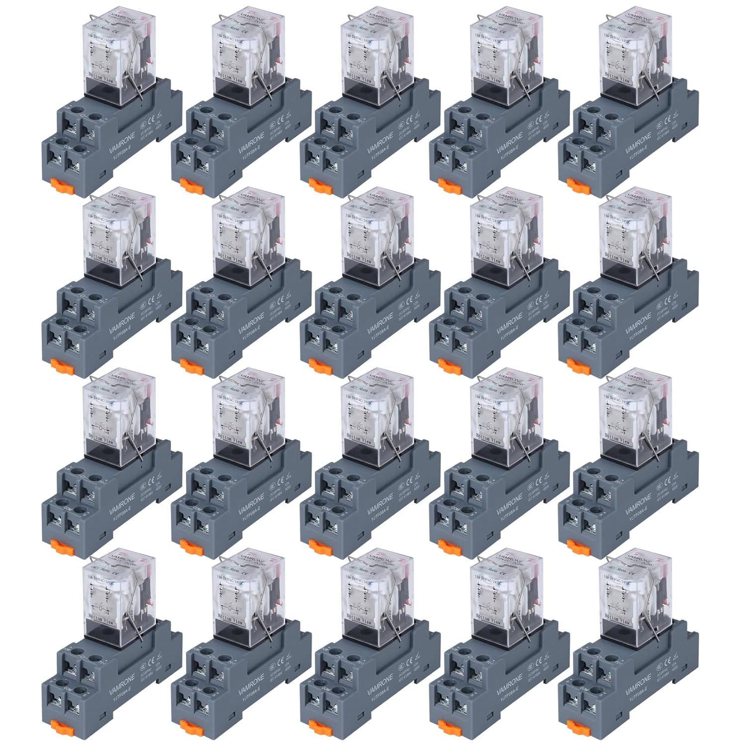 20PCS Electromagnetic Power Relay with LED Indicator and Socket