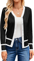 GRACE KARIN Womens Contrast Color Block Cropped Cardigan (Style XFBN)