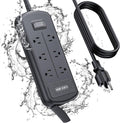 Surge Protector Power Strip 10ft Long Extension Cord - Waterproof