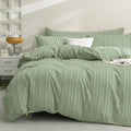 JELLYMONI Duvet Cover King Size Light Green - Boho Striped Set
