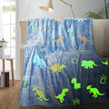 Dinosaur Glow in the Dark Kids Throw Blanket, Soft and Cozy