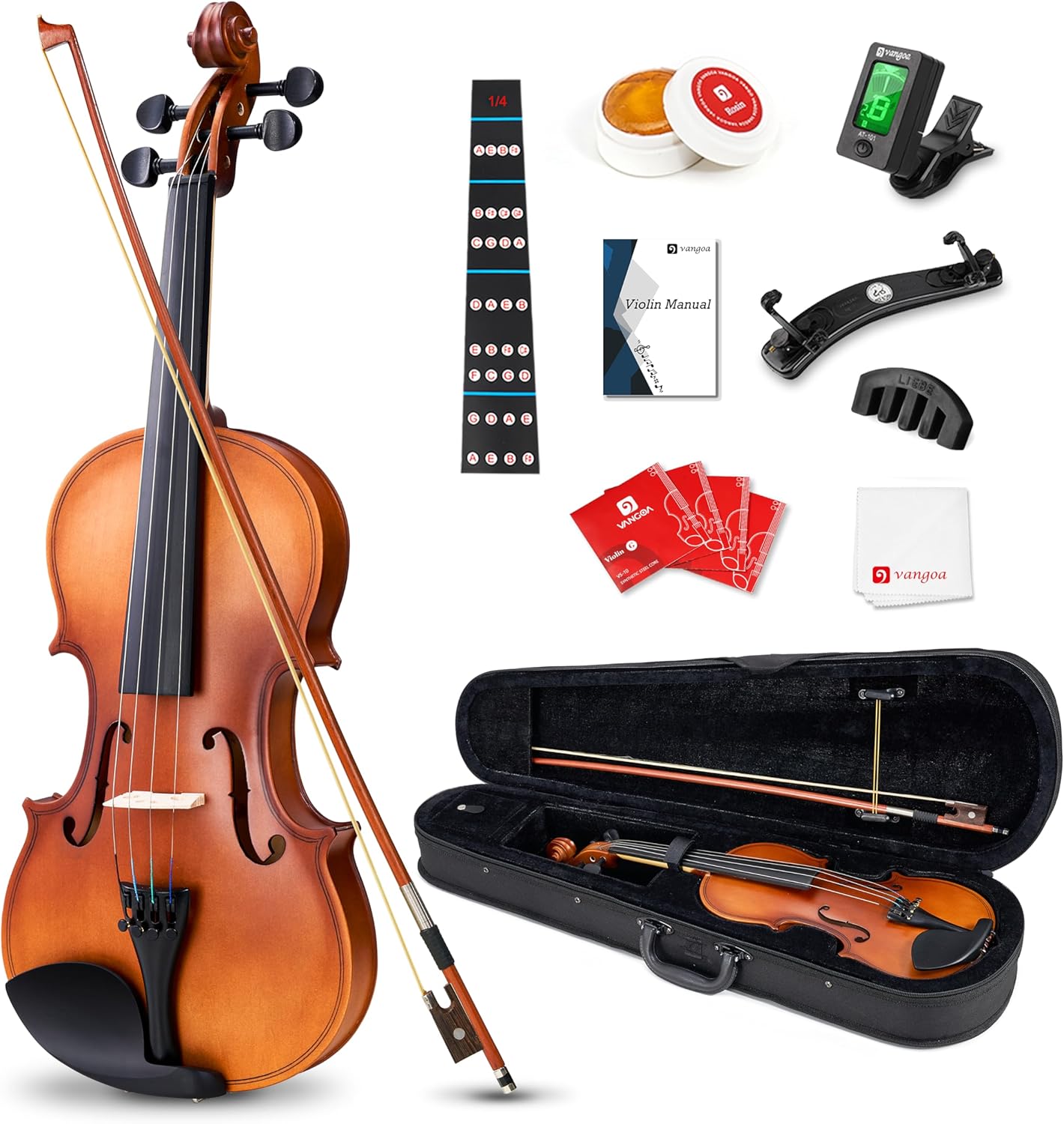 1/4 Violin Set for Beginners Kids with Starter Kit Natural