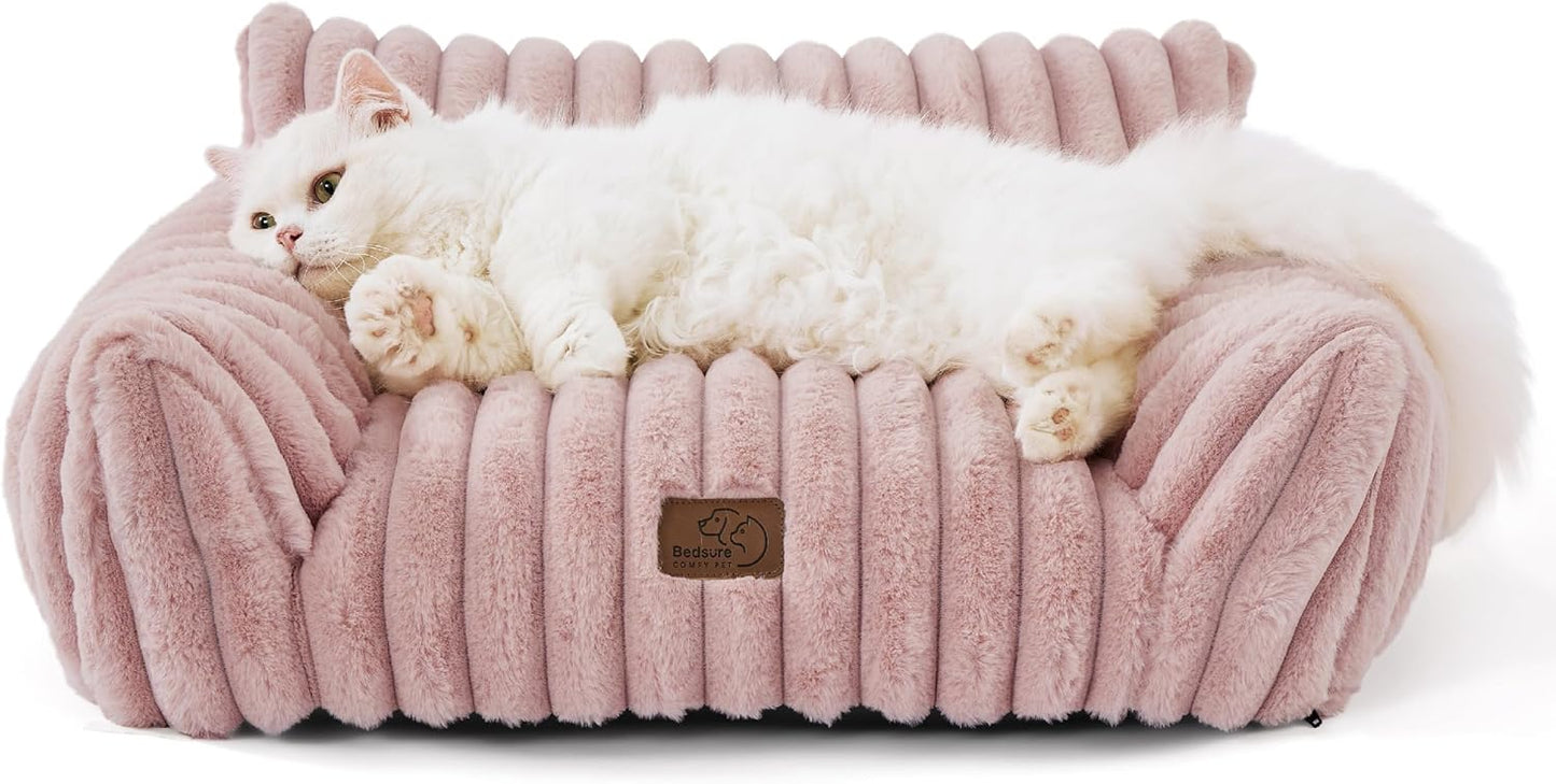 Bedsure Cute Cat Couch for Pets - Fluffy Cat Sofa Bed
