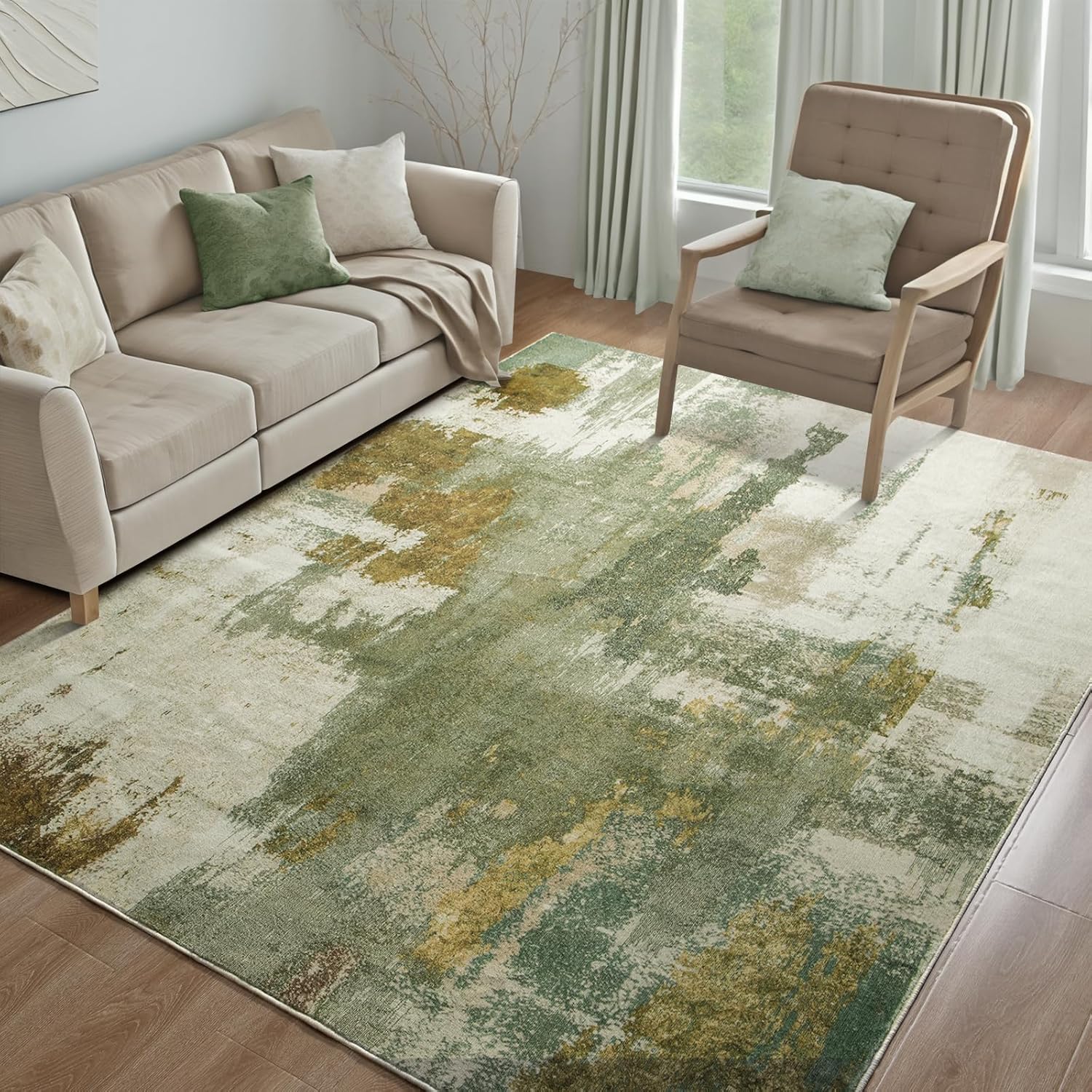 Kelarea Living Room Rug 4x6 Modern Abstract Washable Design