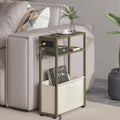 Green Side Table with Charging Station - Slim End Table for Small