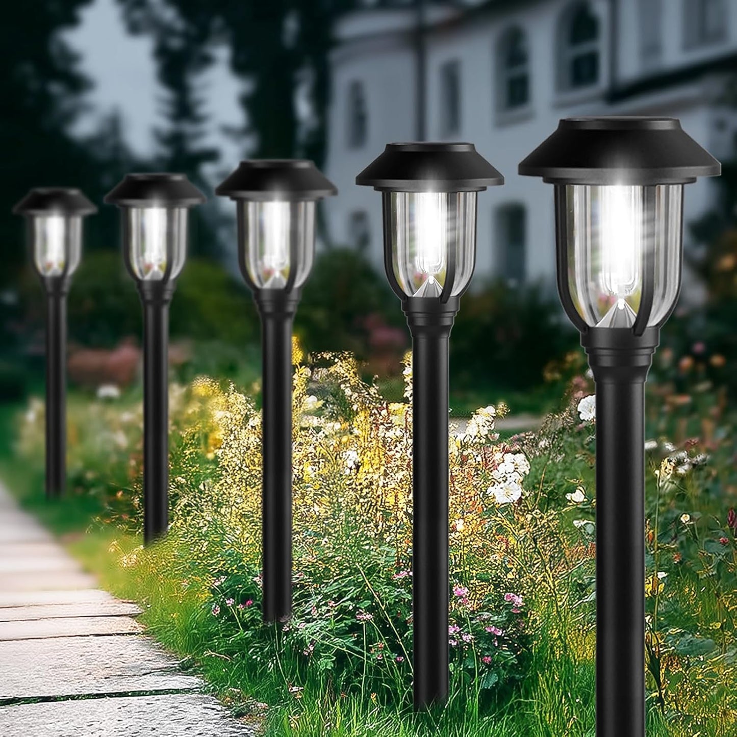 12 Pack Solar Pathway Lights - Waterproof Auto On/Off Lighting