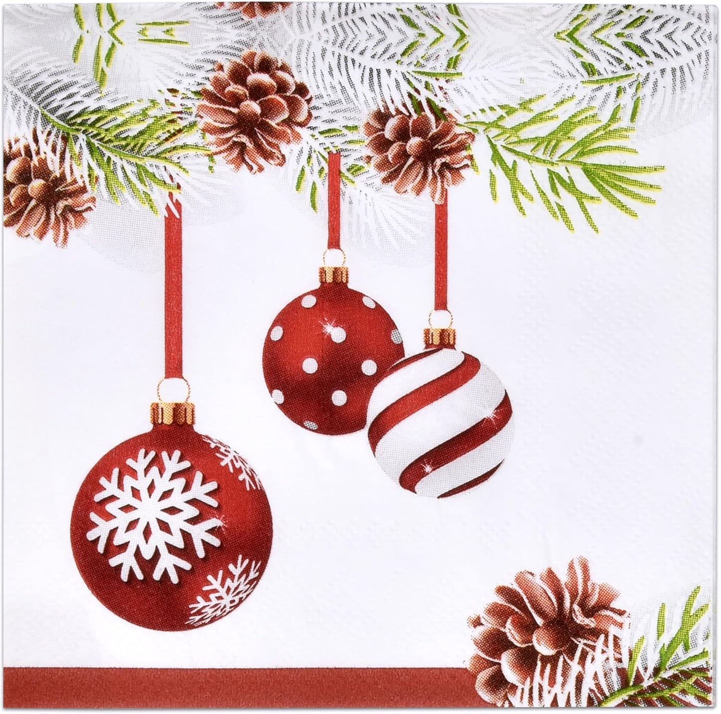 Elegant Christmas Ornament Napkins - 100 Pack
