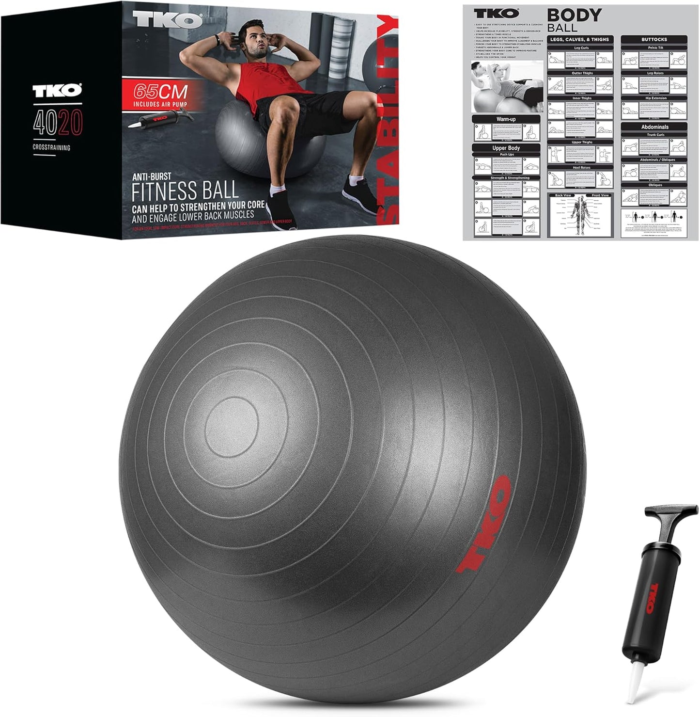 TKO Large Exercise Ball Set - Boost Stability