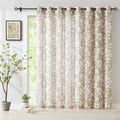 Taupe White Leaf Sheer Curtains 84 in Length for Sliding Door - Light