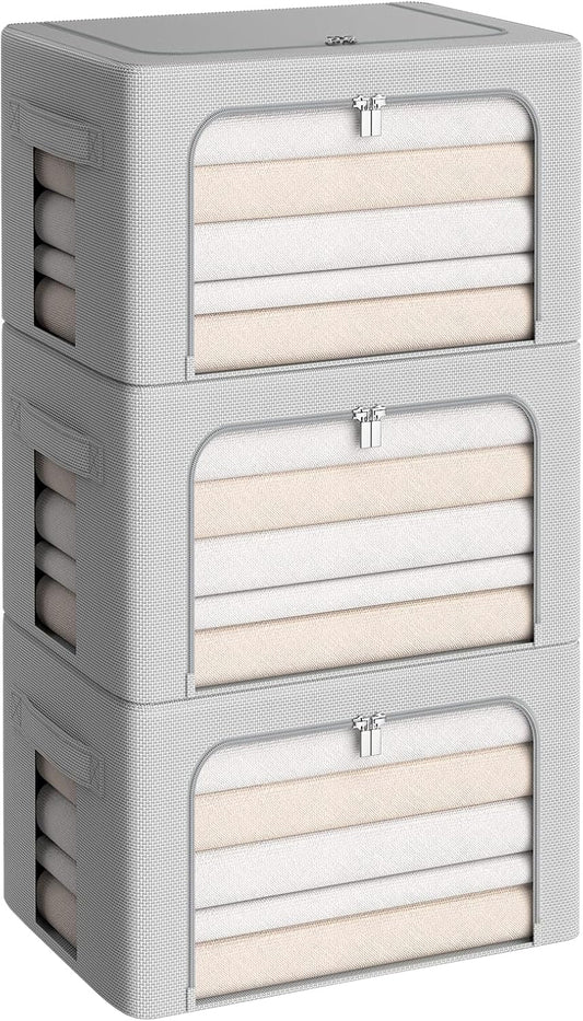 3Pack Frame Storage Box - Foldable Stackable Organizer Set