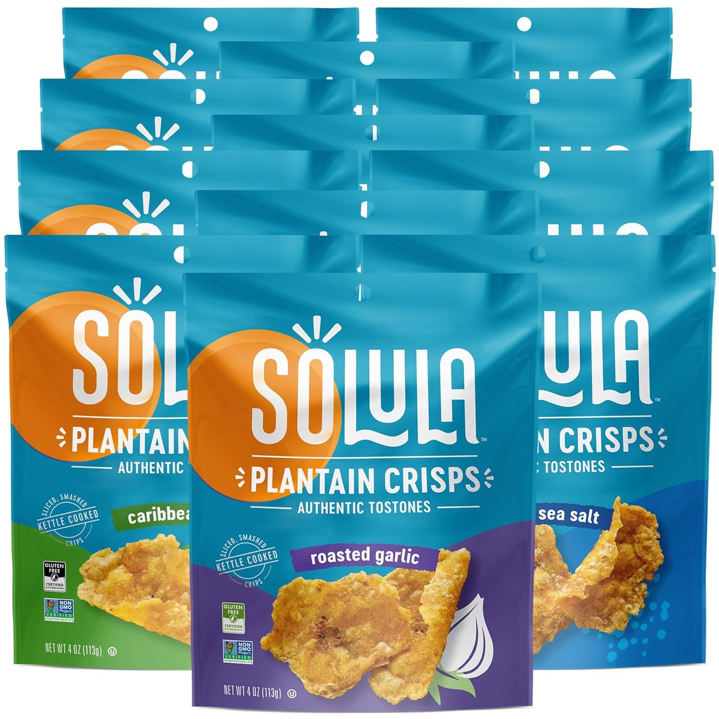 Solula Plantain Crisps Variety Pack - Authentic Tostones Snack