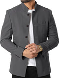 Mens Mandarin Collar Blazer Jacket - Lightweight Lined Sport Coat