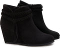 Womens Wedge Ankle Boots Braided Fringe Strap Western (Style R88Z)