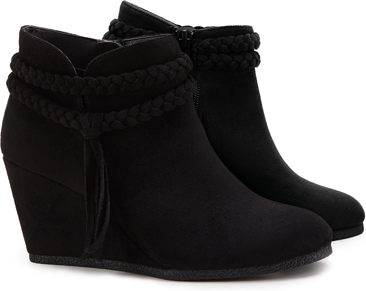 Womens Wedge Ankle Boots with Braided Fringe for Fall Style