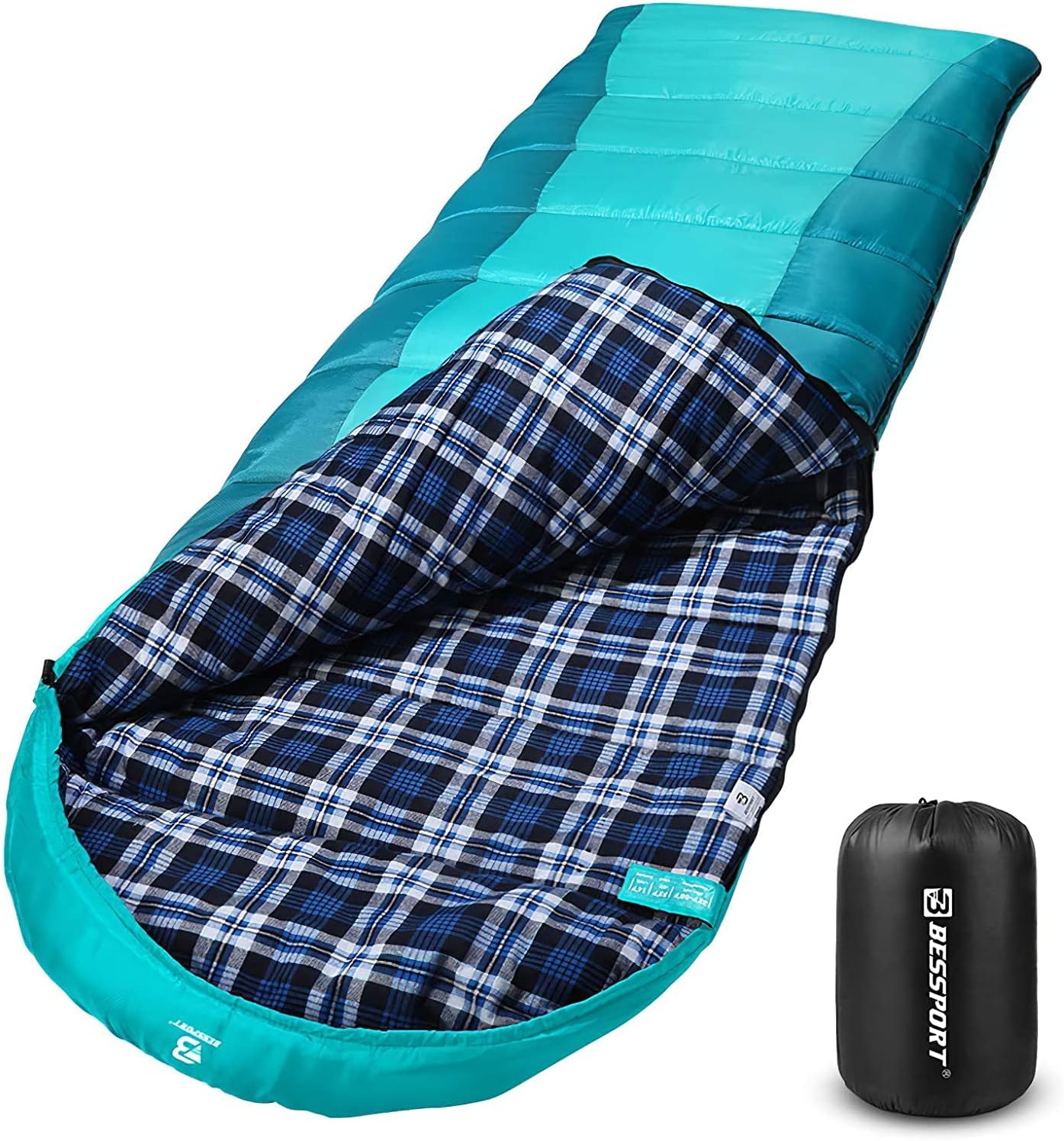 Bessport Sleeping Bag Winter | Flannel Lined for All Seasons
