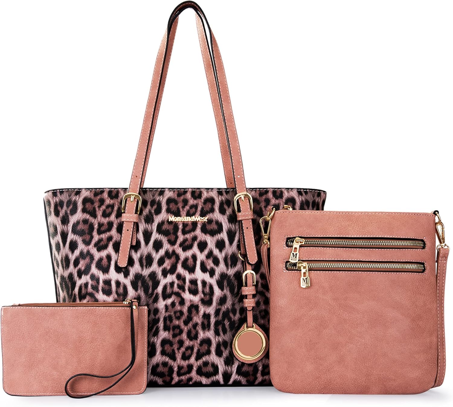 Montana West Purses for Women Tote Bag 3Pcs Set Leopard Print