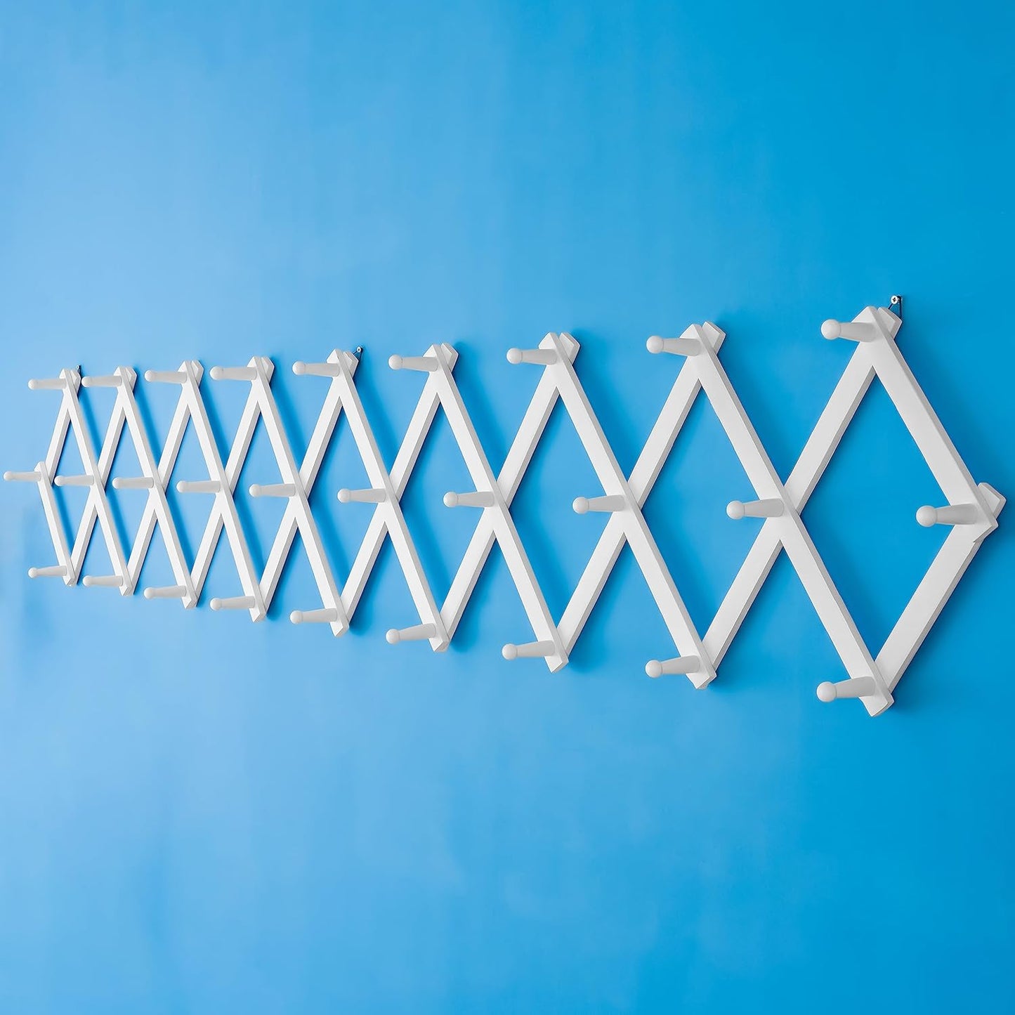 Expandable Accordion Wall Hanger with 28 Hooks for Coats