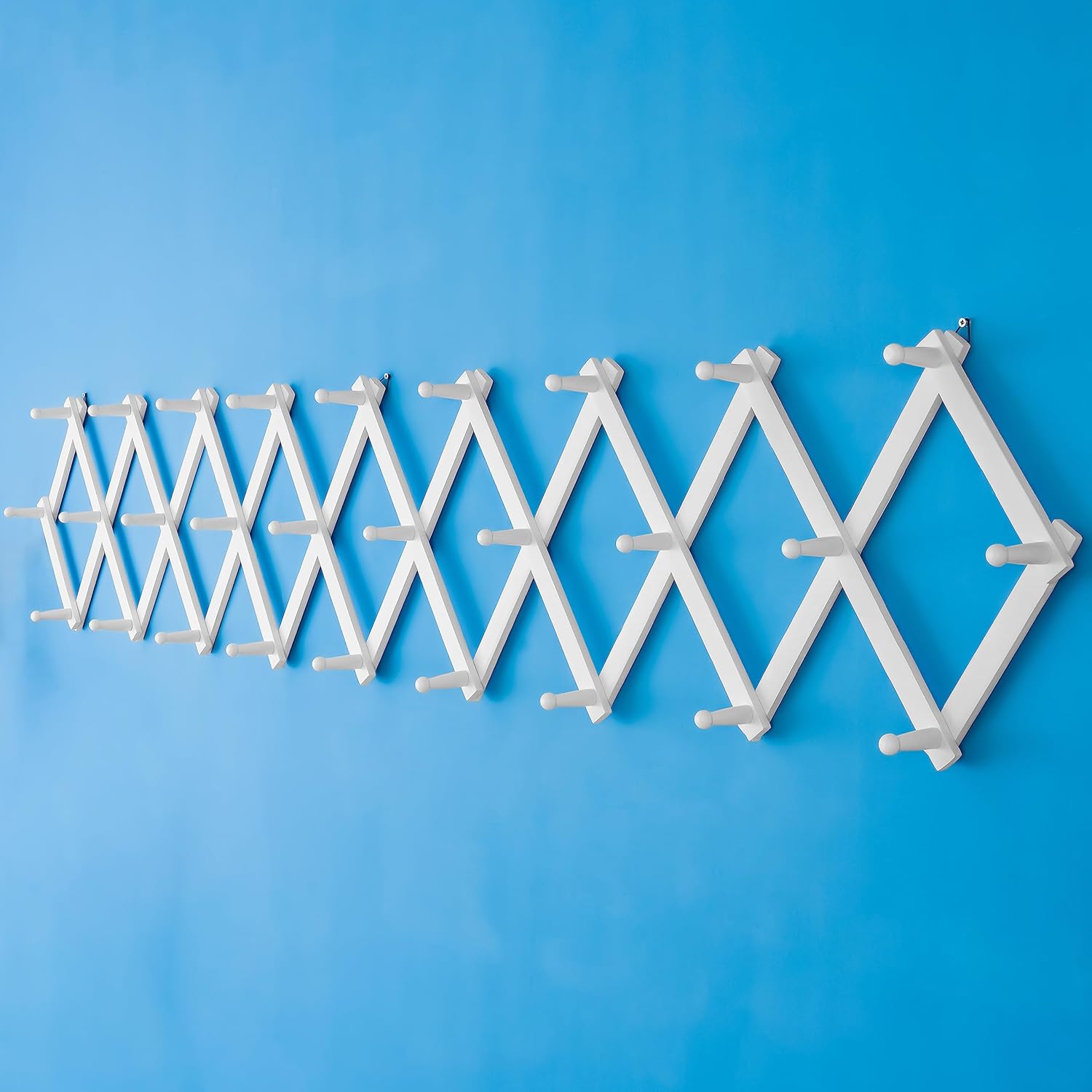 Expandable Accordion Wall Hanger with 28 Hooks for Coats
