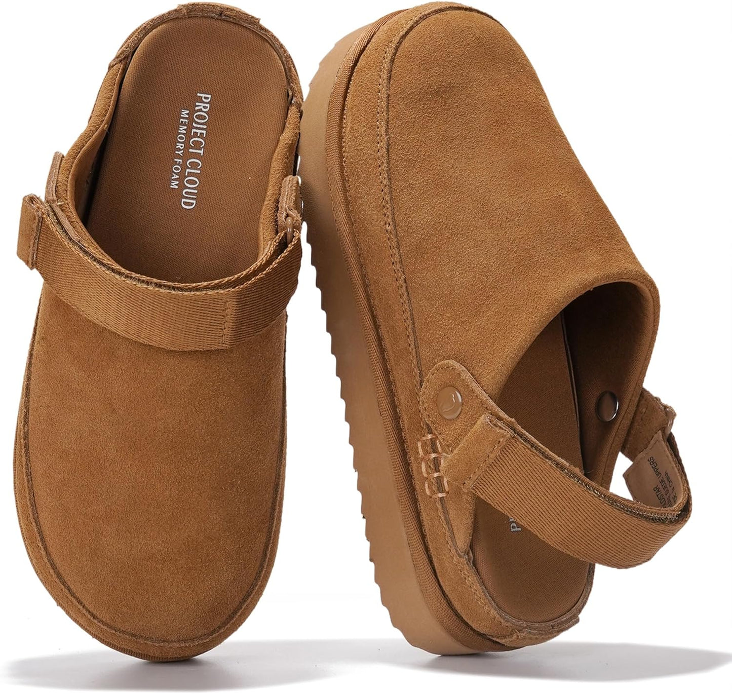 Genuine Suede Clogs for Women - Comfortable Memory Foam Mules