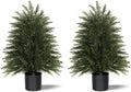 2FT Artificial Cedar Trees Set of 2 - Realistic Faux Evergreen Topiary