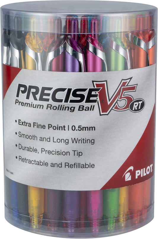 Pilot Precise V5 RT Refillable Roller Ball Pens for Smooth Writing