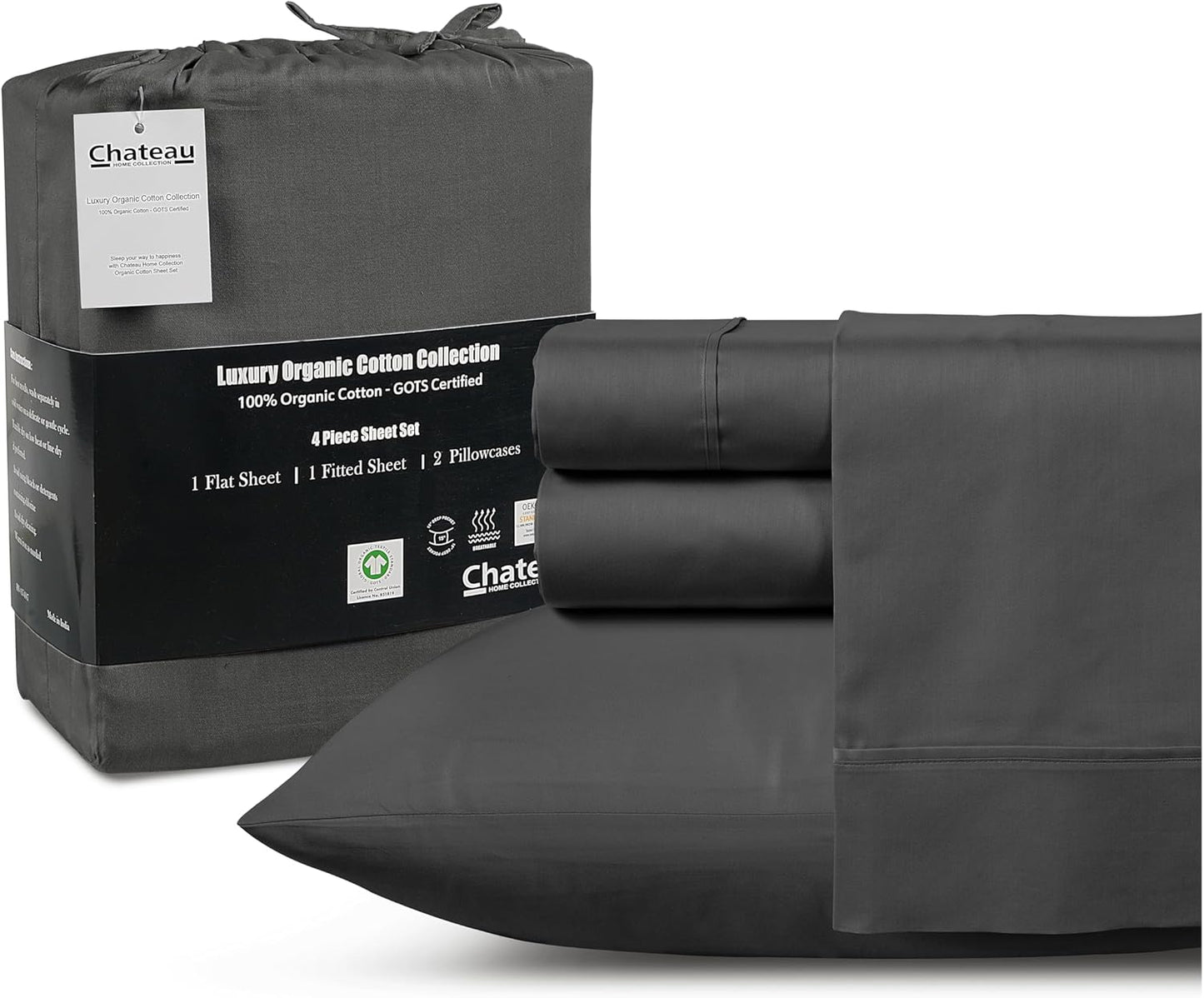 100% Cotton King Size Sheets Set with Deep Pocket Design