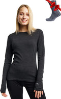 Merino Wool Base Layer Women Midweight Top - 250 g/m2 Comfort